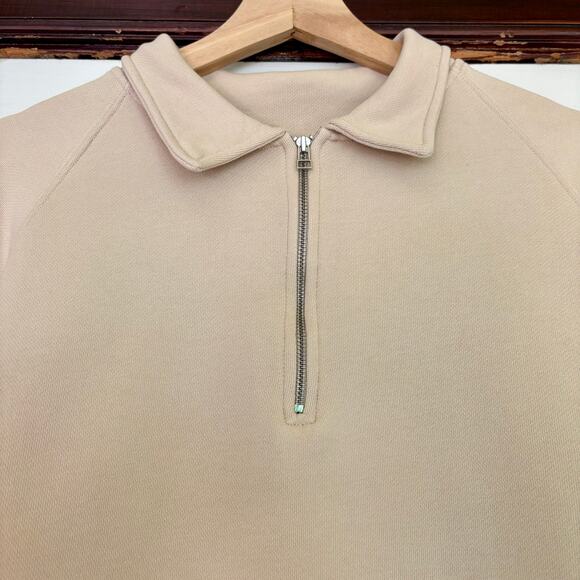 Norse Projects $235 Men’s Tan Beige Kristian Cotton Half-Zip Sweatshirt- Medium - Picture 4 of 5